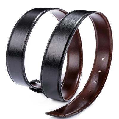 China Reversible Black Brown Smooth Grain Replacement Leather Dress Belt Top Leather Casual Strap For Dish Buckle for sale