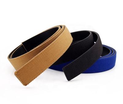 China Corved With Canvas Customize Color Canvas Ratchet Belt Genuine Leather Strap Only Covered With Fabric Band for sale