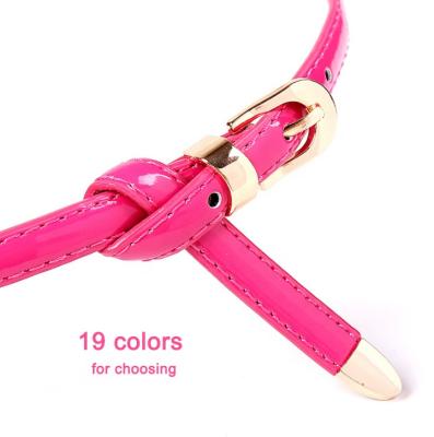 China Shiny Wholesale Cheap Price Skinny Waist Women PU Dress Fashion Leather Belt for sale