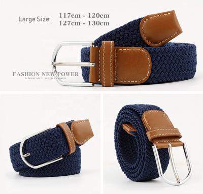 China Long Big Solid Color 130cm Women's Adjustable Elastic Rope Braid Plus Size Stretch Casual Knitted Belt For Men's Jeans for sale