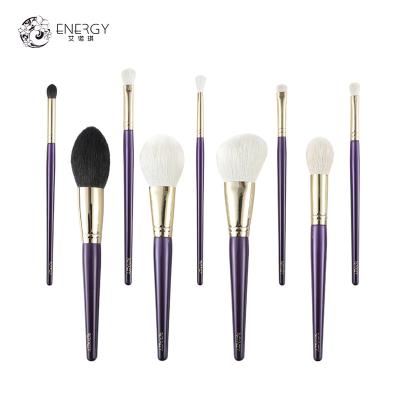 China Angular Blush ENERGY Custom Luxury Private Label Fashion 9pcs Purple Cosmetic Brush Set for sale