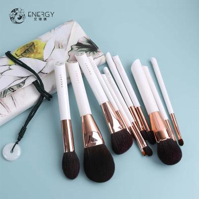 China Angular blush pro ENERGY design high quality luxury fashionable design natural hair beauty makeup white brush set 11pcs ever for sale