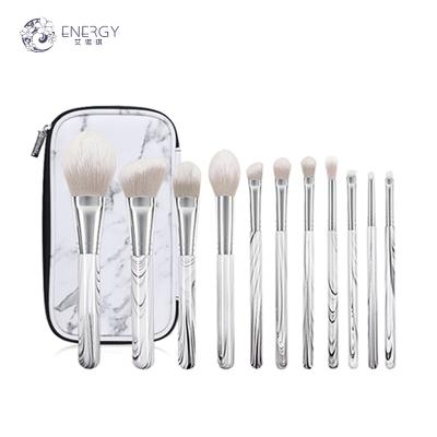 China Angular Blush ENERGY 11pcs Professional Synthetic Hair Marble Makeup Brush Set With Exclusive Brush Bag for sale