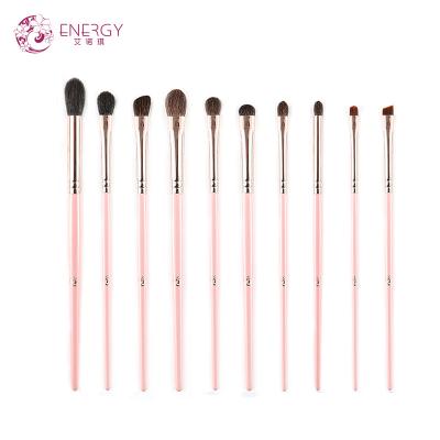 China Wholesale Custom Free Samples ENERGY Logo Smudge Brush Pink Fashion 10pcs Kids Eye Makeup Brush Set for sale