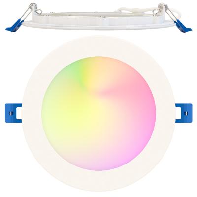 China Modern Slim Recessed Control Dimmable White 2700K - 6 Inch LED RGB Smart Downlight WiFi 5000K Canless APP Lighting With ETL for sale