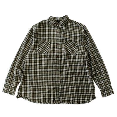 China 100% cotton factory flannel shirt plaid anti-pilling flannel shirt men empty long sleeve green custom high quality wholesale fashion for sale