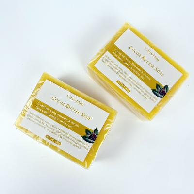 China Private Label Caramel Skin Base Cleansing Available Glowing Soften Cocoa Butter Vitamin Face Soap for sale