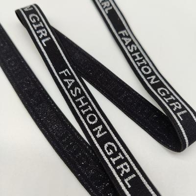 China Soft And Flexible Nylon Jacquard Gold Thread Letter Underwear Elastic Waistband Factory Customized for sale