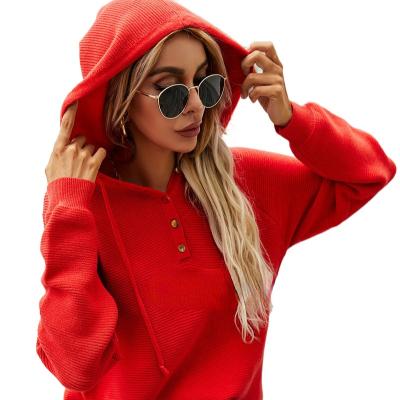 China 2021 QUICK DRY fall/winter solid color pullover urban casual sexy straight knitted plus size hoodie for sale