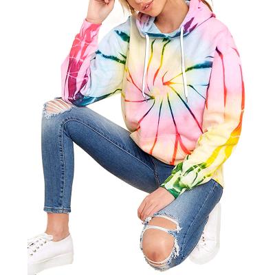 China Breathable Tie Dye OEM ODM Hot Sale Customized Long Sleeve Coat Autumn And Spring Silk Cotton Knitted Tie Dye Hoodie for sale