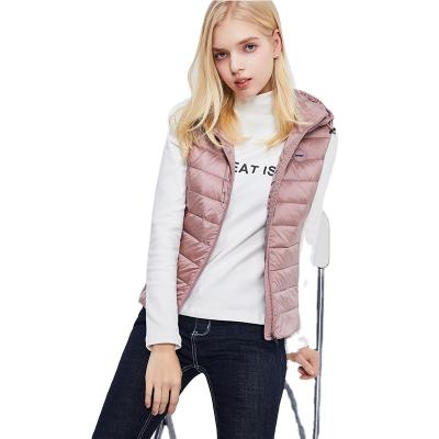 China Puff Sleeve Wholesale Customize Logo New Design Winter New Plus Size Fashion Tops Stand Collar Down Cotton Vest Jacket Solid Sleeveless Coat for sale