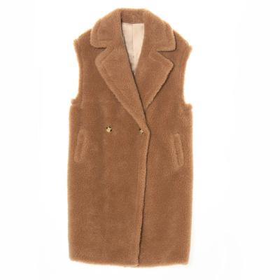 China Other Winter Women Plus Size Shearling Teddy Bear Sheep Wool Sleeveless Coat for sale