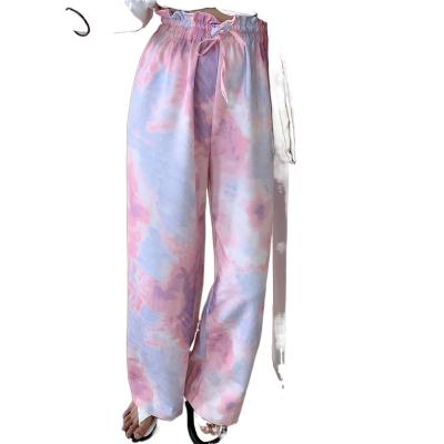 China Hot QUICK DRY Hot Tie Dye Wide Leg Pants Women's Summer Cropped Pants 2021 New for sale