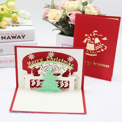 China Automatic Happy Europe Map Christmas Tree Holiday Season Greeting Card Laser Cutting Hand Folding Wholesale 2020 Fast for sale