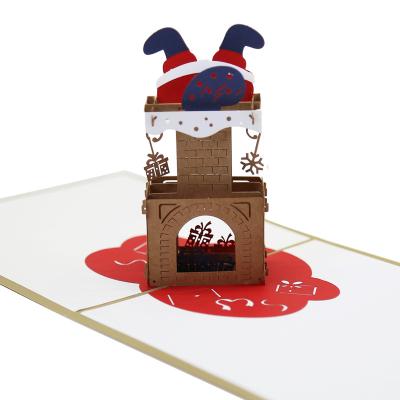 China Europe Christmas Chimney 2 Card Three Dimensional Automatic Laser Cutting Handwork Making Customizable Greeting Cards Wholesale for sale