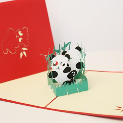 China Africa Panda Shape Paper Carving Card Memorial Gift 3D Stereo Postcard Envelope Scenic Three-dimensional Greeting Card for sale