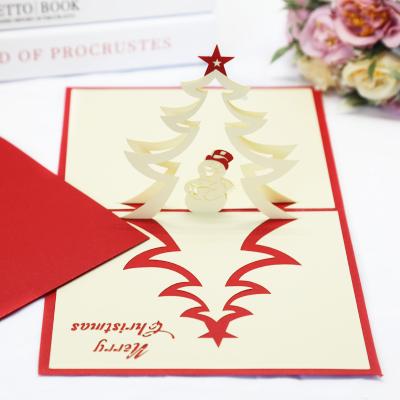 China Africa Competitive Price Christmas Snowman Card OEM 3D Three-dimensional Christmas Blessing Automatic Greeting Card for sale