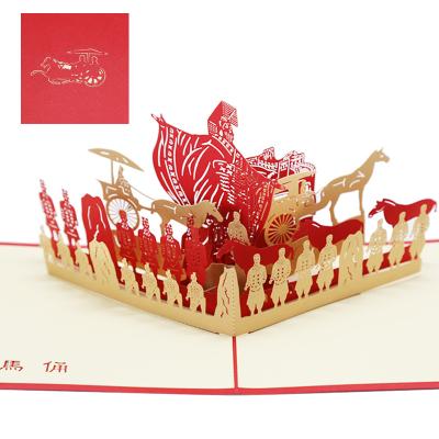 China Africa Significance Xi'an Terracotta Memorial Horse Carving Hollow Custom Printing Craft Scenic Greeting Cards for sale