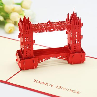 China Red Tower Bridge Africa Factory Supply London Greeting Card Stereo Handmade Laser Cut Noise 3D Up Greeting Cards Designs for sale