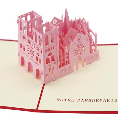 China Folk Handmade Greeting Cards Notre Dame Cathedral Stereo Postcard Creative Art Laser Cutting Cards Diy 3D Africa Rose for sale