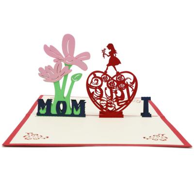 China Special Paper Wholesale Custom Design 3D Pop Up Business Mother's Day Thanksgiving Day Greeting Card for sale