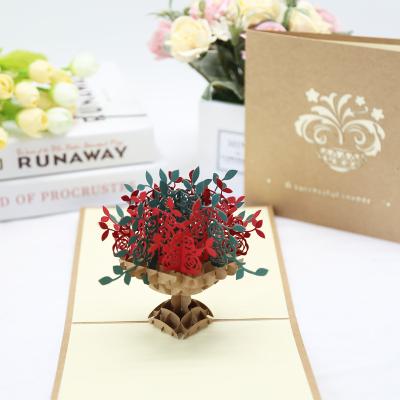 China Africa Ornate Flower 3D Pop Up Greeting Card Postcard 15*15Cm Birthday 3D Stereo Card Art Greeting Card With Envelope for sale