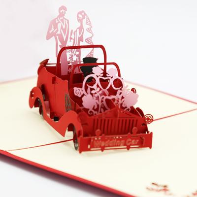 China Wedding decoration & Creative Classic Handmade Custom Hollow Car Wedding 3D Card Stereo Pop Up Wedding Invitation Paper Cutting Card for sale