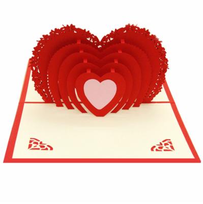 China Africa Valentine's Day 3D Invitation Greeting Card Romantic Love Paper Cutting Heart Shape Greeting Cards With Envelope for sale