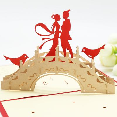 China Wedding decoration & And Weaver Girl Love Card 13*16Cm 3D Diy Three-Dimensional Wedding Invitation Gathering Gift Bridge Qixi Cowherd for sale