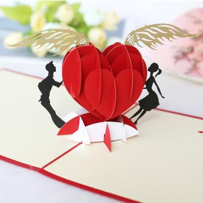 China Luxury Africa Invitation Cards Wedding Postcard Pop Up Handmade Love Heart 3D Gift Greeting Card For Wedding Anniversary for sale