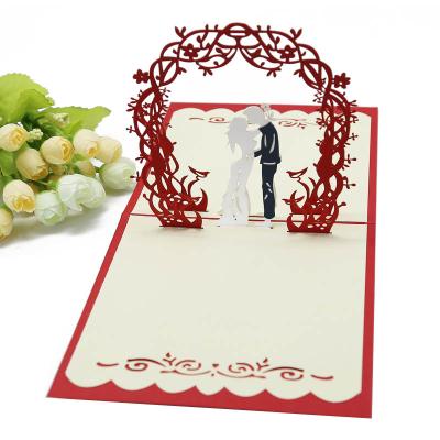 China Promotional Hot Sale Business Gift Postcard Handmade Pop Up Card Unique 3D Laser Cut Design 3D Greeting Cards With Envelopes for sale