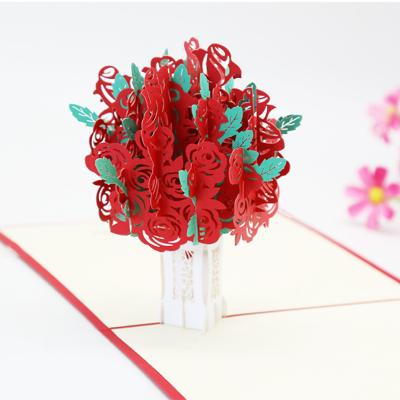 China Wedding decoration & Gift Valentines Gifts Thank You Postcard Envelope Stickers Laser Cut Card 3D Flowers Pop Cards Birthday Gifts Greeting Card for sale