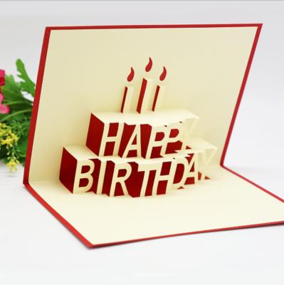 China Custom Africa Logo Creative Birthday Postcard 3D Thank You Cards Stereo Paper Cut Pop Up Greeting Card With Envelope for sale