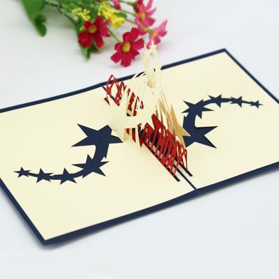 China 3D Three-dimensional Paper-cutting Greeting Card Art Gift Business Birthday Invitation Postcard Starry Sky Business Gift for sale