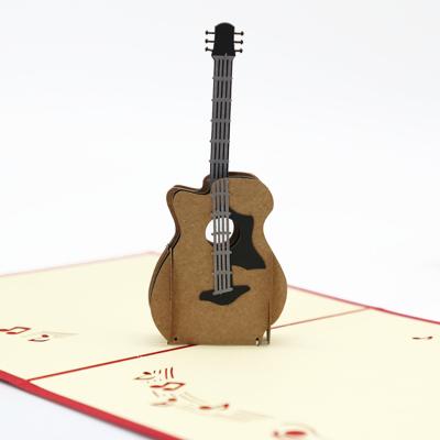 China Africa Guitar Shape 3D Greeting Cards Postcard Diy Laser Engraving Greeting Cards Three-Dimensional Paper Cutting for sale