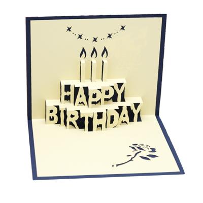 China Africa Patterns Luxurious Laser Cut 3D Birthday Greeting Card Pop Up Chinese Wholesale Birthday Invitation Cards With Envelope for sale