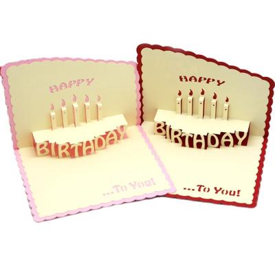 China Paper Art Greeting Card Diy Happy Birthday Wedding 3D Africa Birthday Cake Pop Of Greeting Cards With Envelope for sale