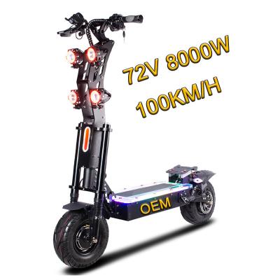 China Fast Men's Scooter 100KM/H Electro 13 Inch Off Road Tire 72V 8000W 45A E Scooter Adult Two Wheel Foldable Electric Scooter for sale