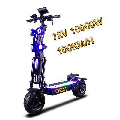 China Men's 72V 10000W Electro Scooter 14Inch Off Road Tire 100KM/H Fast E Scooter Adult Two Wheel Foldable Electric Scooter for sale