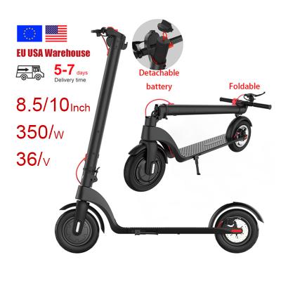 China Warehouse X7 Unisex Electro Scooter 350W 36V 5Ah/6.4Ah Detachable EU/USA Battery and Folding Electric Scooter Two Wheel for sale