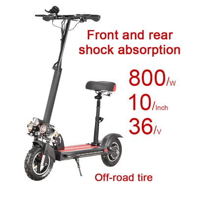 China 800W 36V 10Inch Wholesale Two Wheel Adult Foldable Electric Scooter Electro E Scooter Off Road 121cm*26cm*(Telescopic Rod 80-120)cm for sale