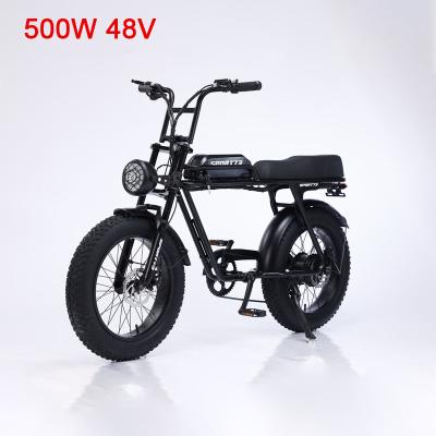 China Cheap 500W 48V 12A High Carbon Steel Snow Beach E Bike Powerful 20 Inch Fat Tire Off Road Electric Bicycle for sale