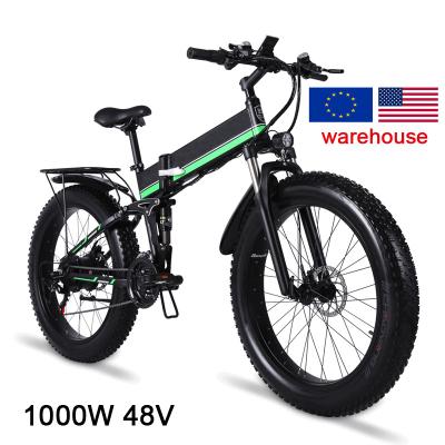 China Free Shipping EU Warehouse E Bike Aluminum Alloy 1000W 48V USA Fat Tire 26 Inch Off Road Folding EMTB Electric Bicycle for sale