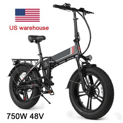 China USA Warehouse 750W 48V E Bike Aluminum Alloy 20 Inch Fat Tire Folding Off Road Electric Bicycle for sale