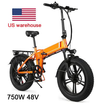 China Aluminum Alloy US Warehouse 750W 48V Mountain E Bike 20 Inch Fat Tire Folding Off Road Electric Bicycle for sale