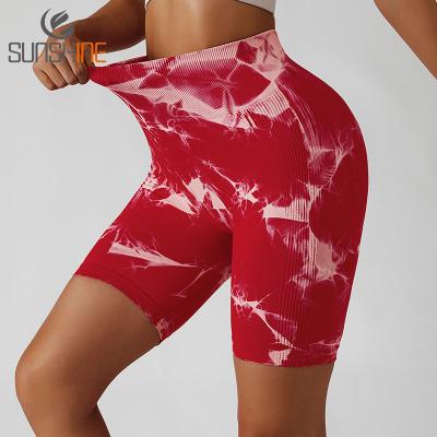 China Breathable Custom Yoga Wear Printed Logo High Waist Hip Tummy Control Yoga Outdoor Sports Shorts for sale