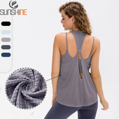 China New Yoga Breathable Loose Vest For Women Sports Tank Sexy Ice-feel Nylon Gym Gym Top Breathable Shirts for sale