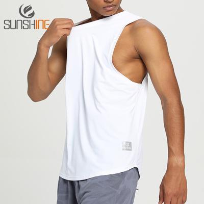 China Breathable Mens Muscle Cotton Workout Spandex Breathable Workout Gym Sports Gym Men's Running Tank Tops Quick Dry Custom Made Loose Split Tank Tops for sale