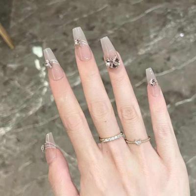 China Wholesale Transparent Fake Nail Tips Full Cover Fingernail Art Nail Salon Effect Women Acrylic Press On Nails for sale