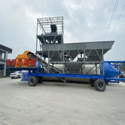 China Simple Operation 75m3/h Mobile Concrete Batch Mixing Plant for sale